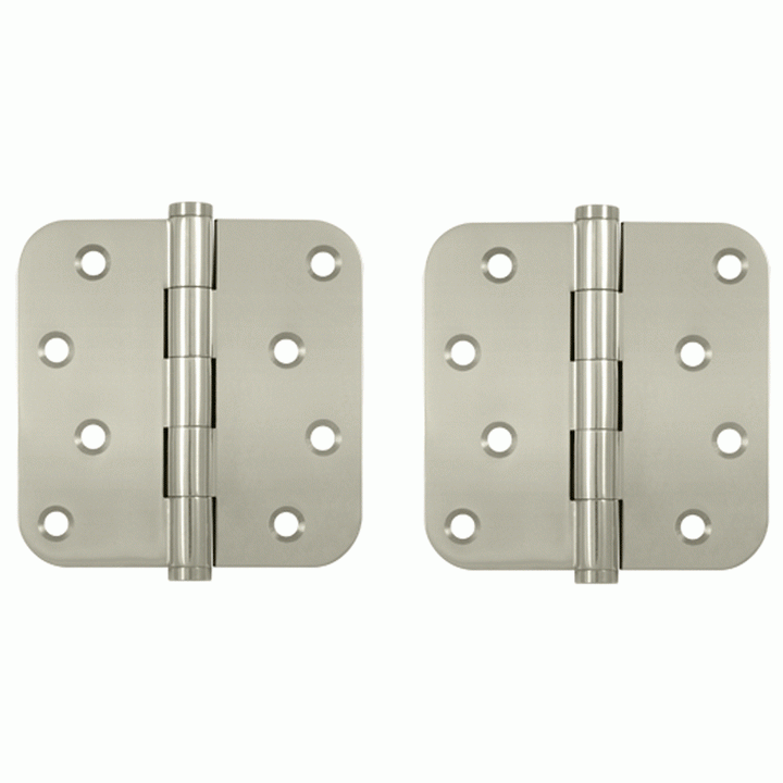 4 Inch X 4 Inch Solid Brass Zig-Zag Hinge (5/8 Radius Corner, Polished Nickel Finish) DELTANA