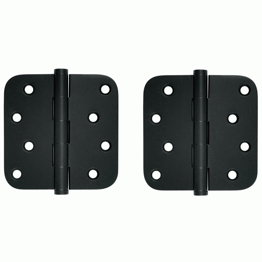 4 Inch X 4 Inch Solid Brass Zig-Zag Hinge (5/8 Radius Corner, Paint Black Finish) DELTANA