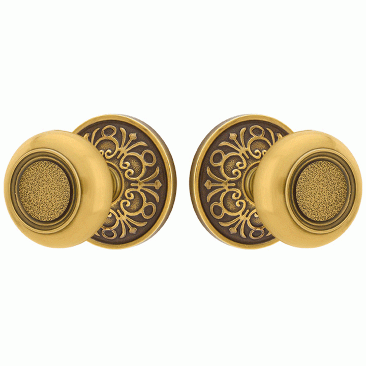 Solid Brass Belmont Door Knob Set With Lancaster Rosette (Several Finish Options) EMTEK