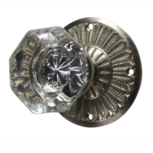 Feather Rosette Door Set with Octagon Crystal Door Knobs (Several Finishes Available) COPPER MOUNTAIN HARDWARE