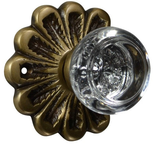 Maltesia Flower Rosette Door Set with Round Clear Door Knobs (Several Finishes Available)