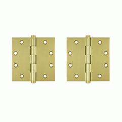 4 1/2 Inch X 4 1/2 Inch Solid Brass Square Hinge Interchangeable Finials (Polished Brass Finish) DELTANA