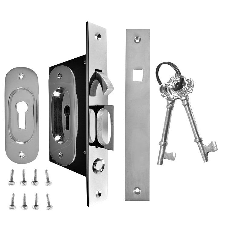 Traditional Oval Pattern Pocket Privacy (Lock) Style Door Set