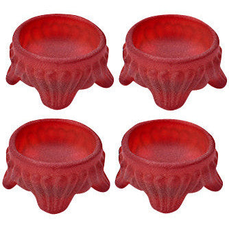 Red Frosted Glass Salt Cellar Set of 4 - Caprice Pattern (Cambridge Glass) COPPER MOUNTAIN HARDWARE