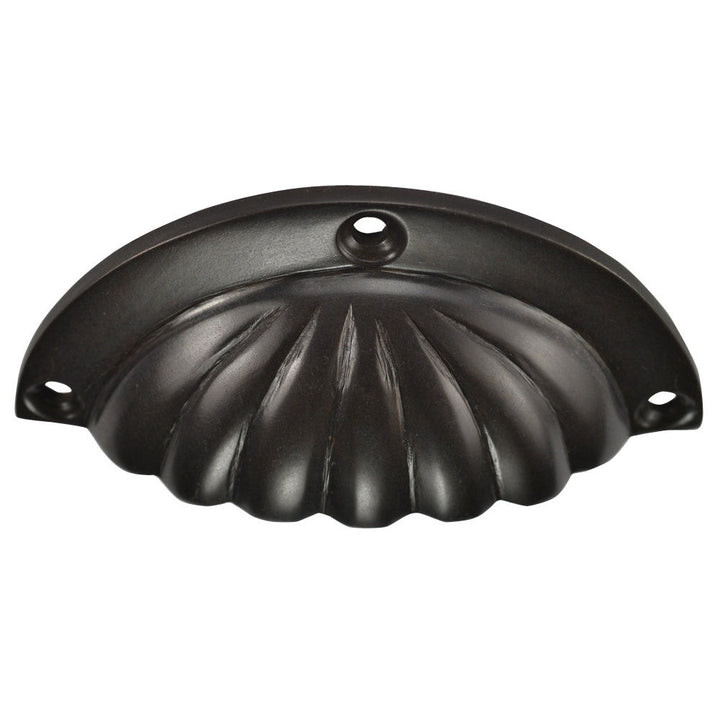 3 1/2 Inch Overall (3 Inch c-c) Solid Brass Scalloped Cup Pull