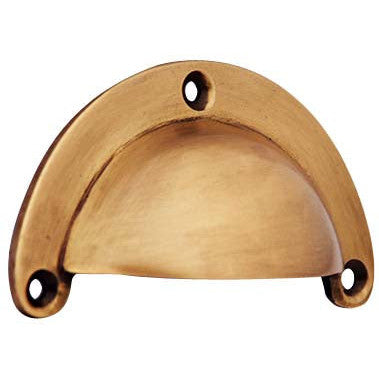 3 3/8 Inch Overall (3 Inch c-c) Solid Brass Traditional Cup Pull