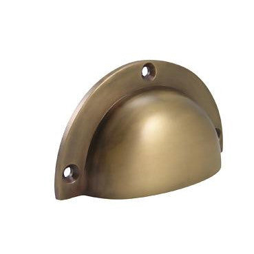 3 1/2 Inch (3 Inch c-c) Solid Brass Traditional Cup Pull