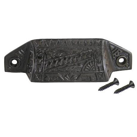 4 1/8 Inch Overall (3 1/2 Inch c-c) Solid Brass Eastlake Bin or Cup Pull