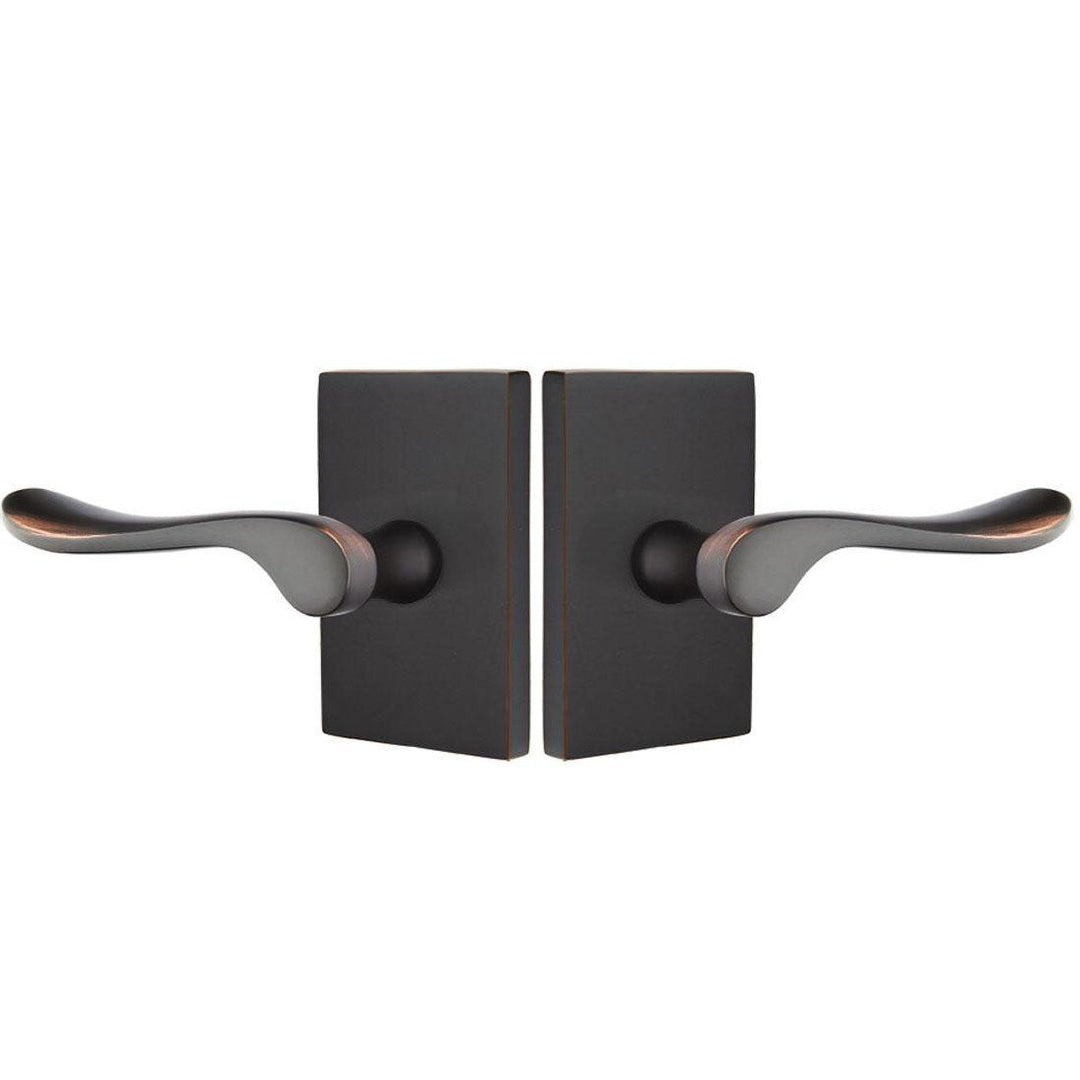 Emtek Solid Brass Luzern Lever With Modern Rectangular Rosette (Several Finish Options) EMTEK