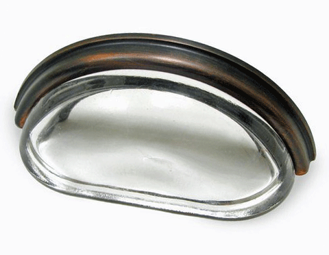 COPPER MOUNTAIN HARDWARE Solid Brass Crystal Clear Glass Cabinet Drawer & Furniture Cup Pull