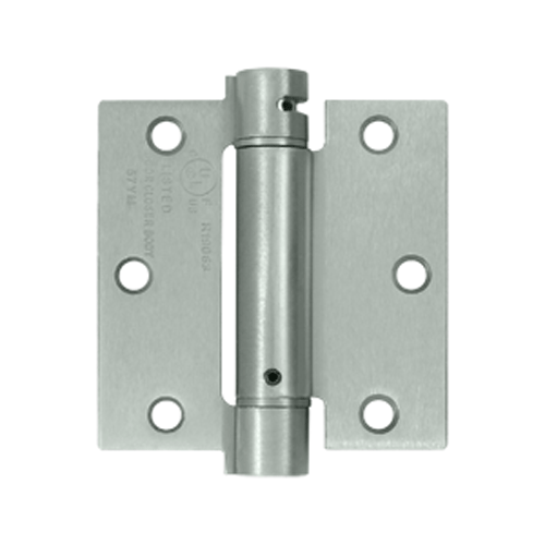 3 1/2 Inch x 3 1/2 Inch Stainless Steel Spring Hinge (Square Corner, Brushed Finish) DELTANA