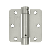 3 1/2 Inch x 3 1/2 Inch Steel Spring Hinge (1/4 Radius Corner, Brushed Nickel Finish) DELTANA