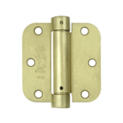 3 1/2 Inch x 3 1/2 Inch Steel Spring Hinge (5/8 Radius Corner, Brushed Brass Finish) DELTANA