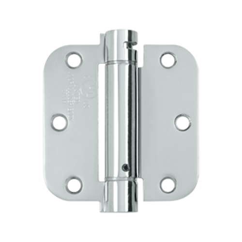 3 1/2 Inch x 3 1/2 Inch Steel Spring Hinge (5/8 Radius Corner, Chrome Finish) DELTANA