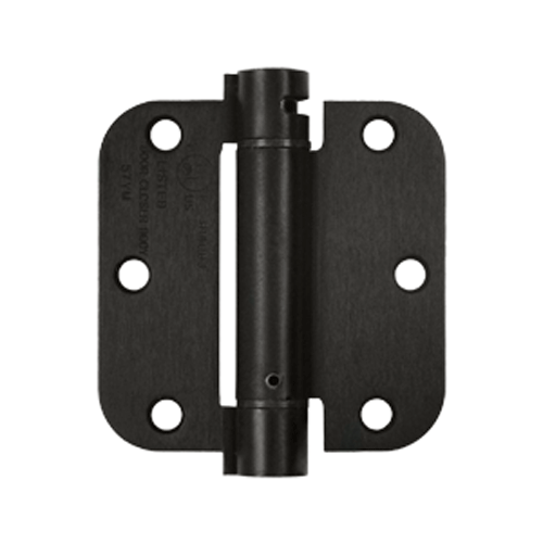 3 1/2 Inch x 3 1/2 Inch Steel Spring Hinge (5/8 Radius Corner, Oil Rubbed Bronze Finish) DELTANA