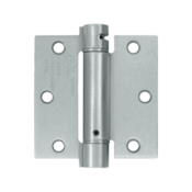 3 1/2 Inch x 3 1/2 Inch Steel Spring Hinge (Square Corner, Brushed Chrome Finish) DELTANA