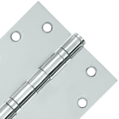 4 1/2 Inch x 4 1/2 Inch Double Ball Bearing Steel Hinge (Square Corner, Chrome Finish) DELTANA