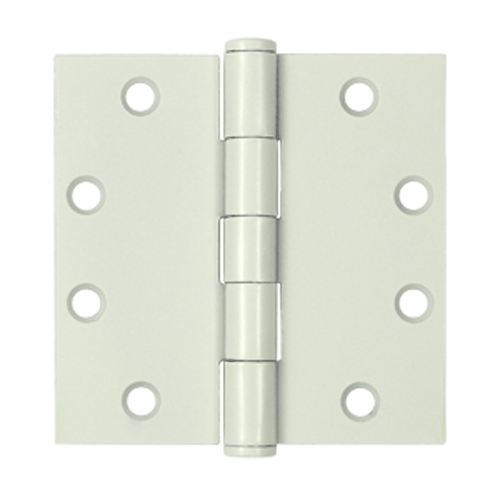 4 1/2 Inch x 4 1/2 Inch Heavy Duty Steel Hinge (Square Corner, White Finish) DELTANA