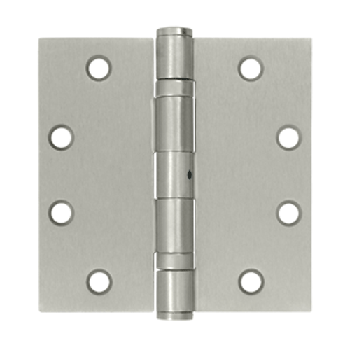 4 1/2 Inch x 4 1/2 Inch Non-Removable Pin Steel Hinge (Square Corner, Brushed Nickel Finish) DELTANA