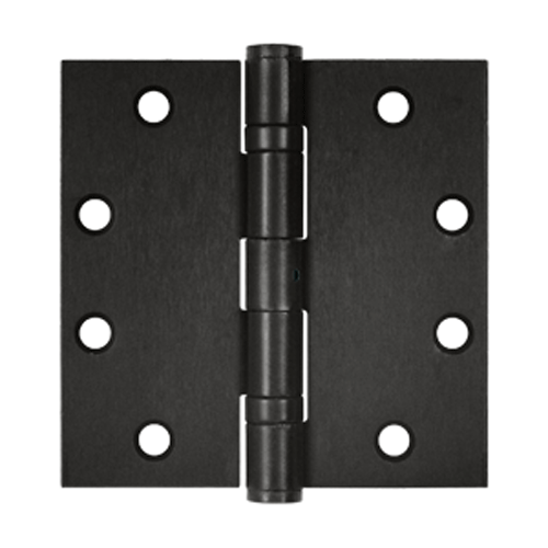 4 1/2 Inch x 4 1/2 Inch Non-Removable Pin Steel Hinge (Square Corner, Oil Rubbed Bronze Finish) DELTANA