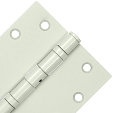4 1/2 Inch x 4 1/2 Inch Non-Removable Pin Steel Hinge (Square Corner, White Finish) DELTANA
