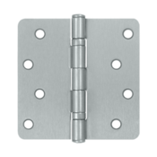 4 Inch x 4 Inch Ball Bearing Steel Hinge (1/4 Radius Corner, Brushed Chrome Finish) DELTANA