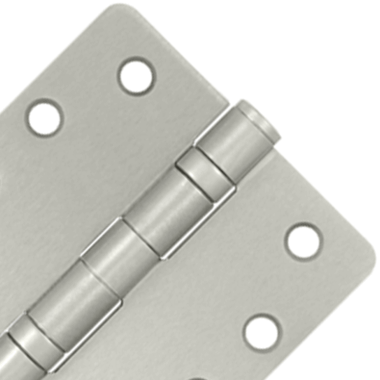 4 Inch x 4 Inch Ball Bearing Steel Hinge (1/4 Radius Corner, Brushed Nickel Finish) DELTANA