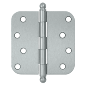 4 Inch x 4 Inch Ball Tip Steel Hinge (Brushed Chrome Finish) DELTANA