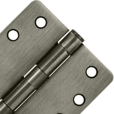 4 Inch x 4 Inch Heavy Duty Steel Hinge (1/4 Radius Corner, Antique Nickel Finish) DELTANA