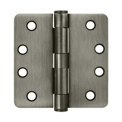 4 Inch x 4 Inch Heavy Duty Steel Hinge (1/4 Radius Corner, Antique Nickel Finish) DELTANA