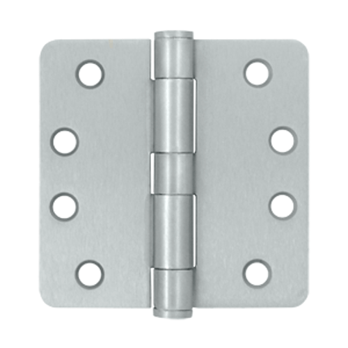4 Inch x 4 Inch Heavy Duty Steel Hinge (1/4 Radius Corner, Brushed Chrome Finish) DELTANA