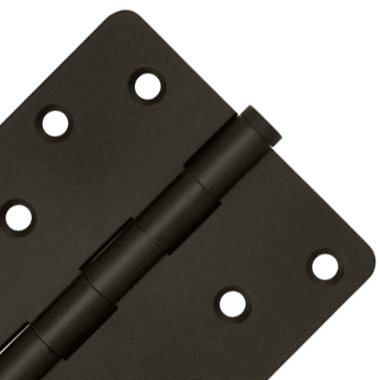 4 Inch X 4 Inch Solid Brass Zig-Zag Hinge (1/4 Radius Corner, Oil Rubbed Bronze Finish) DELTANA