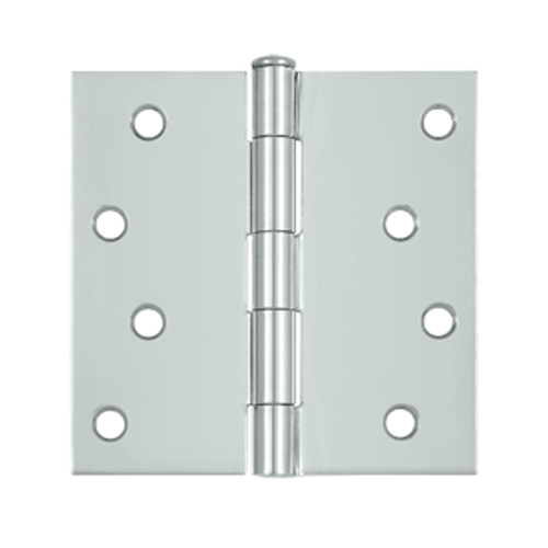 4 Inch x 4 Inch Square Corner Steel Hinge (Chrome Finish) DELTANA