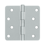 4 Inch x 4 Inch Steel Hinge (1/4 Radius Corner, Brushed Chrome Finish) DELTANA