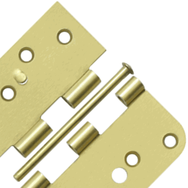 4 Inch x 4 Inch Steel Hinge (5/8 Radius x Square Corner, Brushed Brass Finish) DELTANA