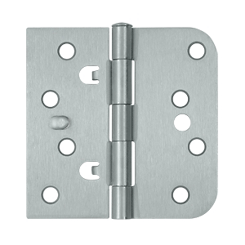 4 Inch x 4 Inch Steel Hinge (5/8 Radius x Square Corner, Brushed Chrome Finish) DELTANA