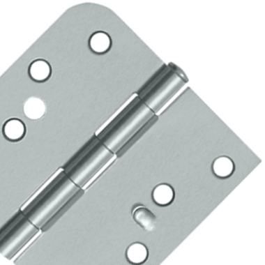 4 Inch x 4 Inch Steel Hinge (5/8 Radius x Square Corner, Brushed Chrome Finish) DELTANA