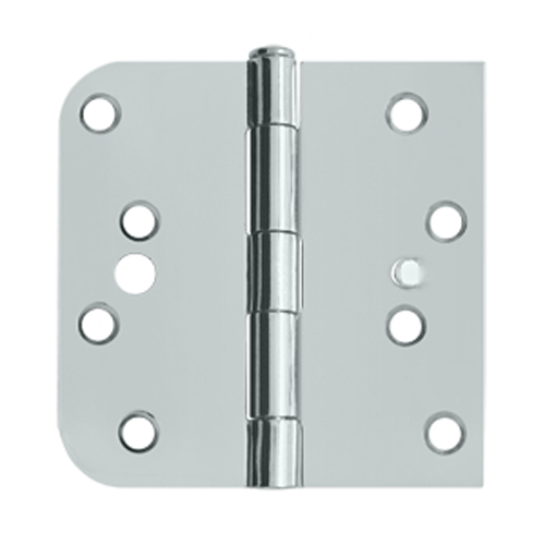 4 Inch x 4 Inch Square Corner Steel Hinge (5/8 Radius Chrome Finish) DELTANA