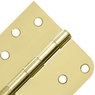 4 Inch x 4 Inch Steel Hinge (5/8 Radius x Square Corner, Polished/Brushed Brass Finish) DELTANA