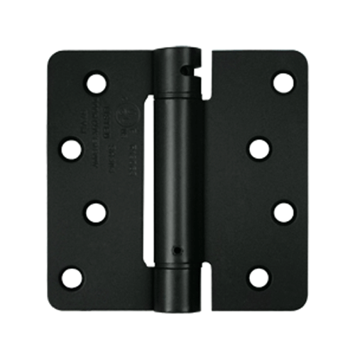 4 Inch x 4 Inch Steel Spring Hinge (1/4 Radius Corner, Paint Black) DELTANA