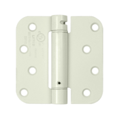 4 Inch x 4 Inch Steel Spring Hinge (5/8 Radius Corner, White Finish) DELTANA