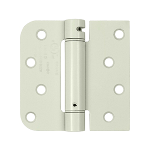4 Inch x 4 Inch Steel Spring Hinge (5/8 Radius x Square Corner, White Finish) DELTANA