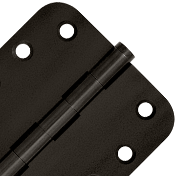 4 Inch X 4 Inch Solid Brass Hinge (5/8 Radius Corner, Oil Rubbed Bronze Finish) DELTANA