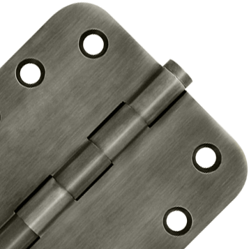 4 Inch X 4 Inch Solid Brass Hinge (5/8 Radius Corner, Antique Nickel Finish) DELTANA