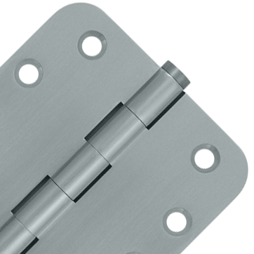 4 Inch X 4 Inch Solid Brass Hinge (5/8 Radius Corner, Brushed Chrome Finish) DELTANA