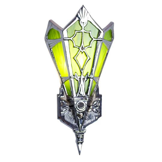 14 Inch Classic Art Deco Stained Glass Deco Green Shade Wall Sconce LUMEN ARIA