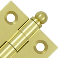 1 1/2 Inch x 1 1/2 Inch Solid Brass Cabinet Hinges (Polished Brass) DELTANA