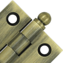 1 1/2 Inch x 1 1/2 Inch Solid Brass Cabinet Hinges (Antique Brass Finish) DELTANA